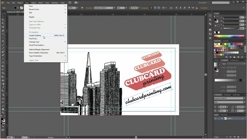 How to Convert Fonts to Curves / Outlines in Adobe Illustrator - Clubcard Printing USA