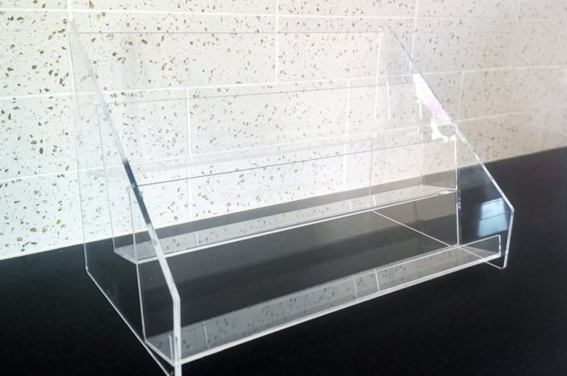 Clear Acrylic Display Stand 18" 3 tier Display for Greeting Cards, Postcards and Gifts | Retail Counter Display - Clubcard Printing USA