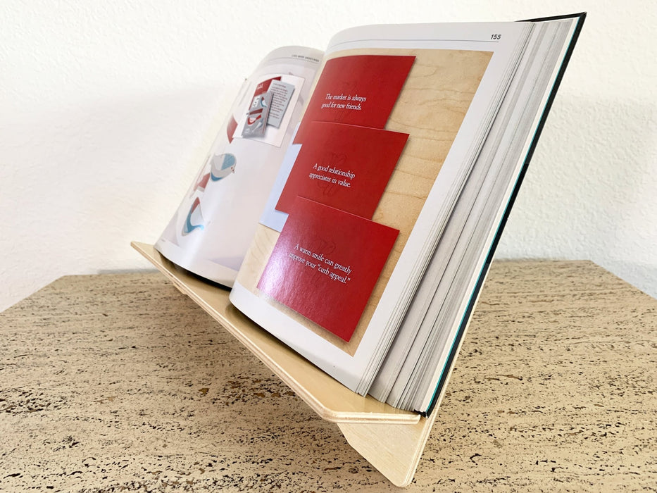 Easel Style Book Display Stand 18" Wide Birchwood Large Bookstand - Clubcard Printing USA