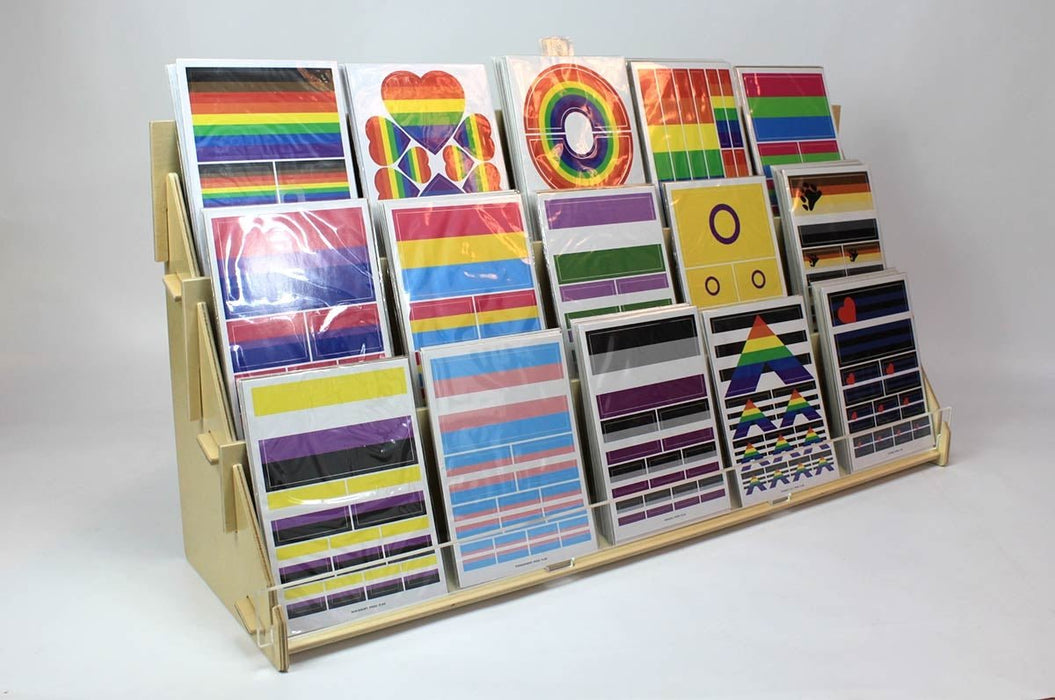 Modern Retail Card Display Rack With 27" Wide Birchwood Shelves - Clubcard Printing USA