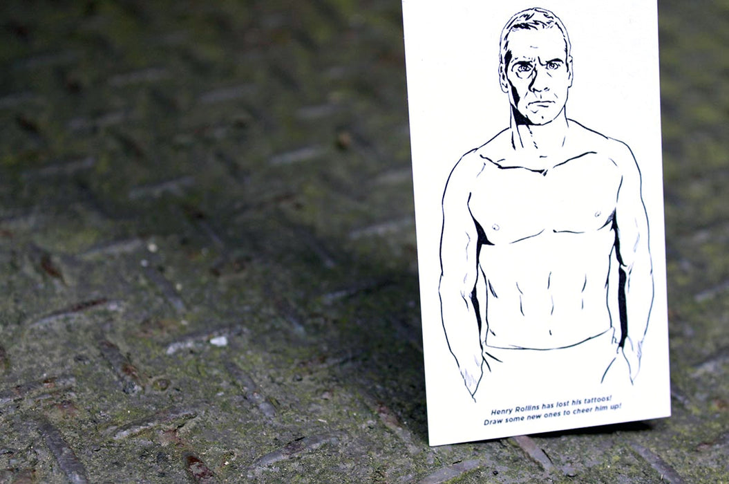 12pt Uncoated Business Cards of Henry Rollins to draw tattoos on | Clubcard Printing USA