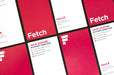 14pt Coated Business Cards for Fetch | back and front are shown tiled at a diagonal | Clubcard Printing USA