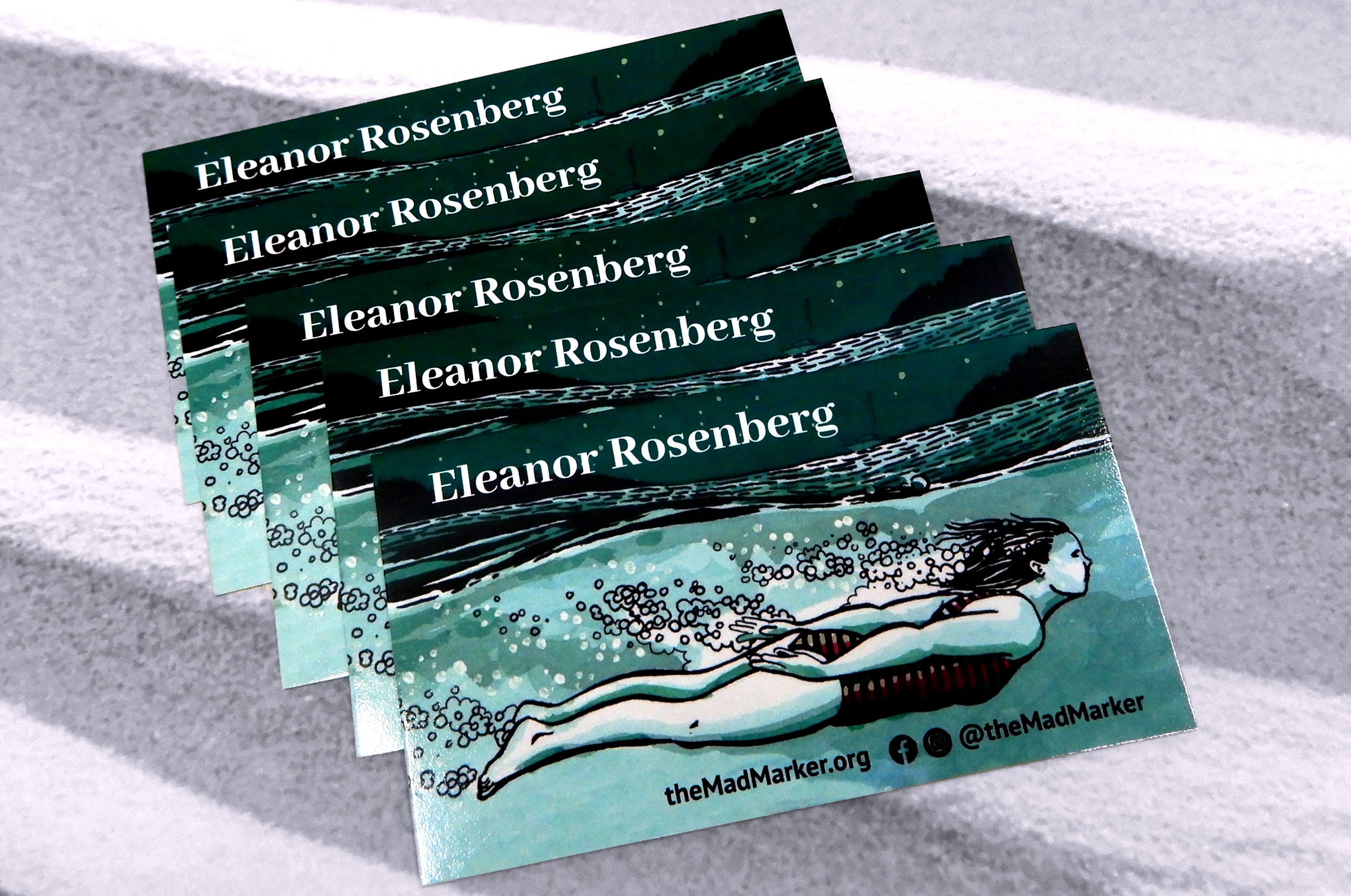 Custom business cards for Eleanor Rosenberg printed in full color on 16pt coated card stock | Clubcard Printing USA