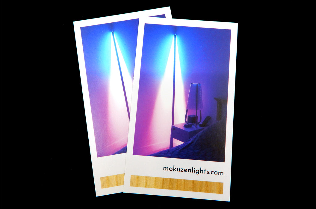 Business cards for Mokuzen Lights on 16pt coated stock | Clubcard Printing USA