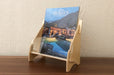 Birch plywood full size brochure holder with acrylic front panel displaying Palm Spring Life's publication Homes.